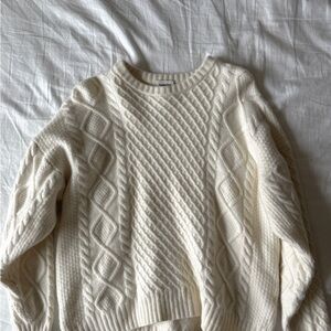 Aritzia Sunday Best Peggy Cable Knit Sweater - Cream